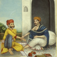 Physician taking pulse. By a Delhi painter. Watercolour, 1825.